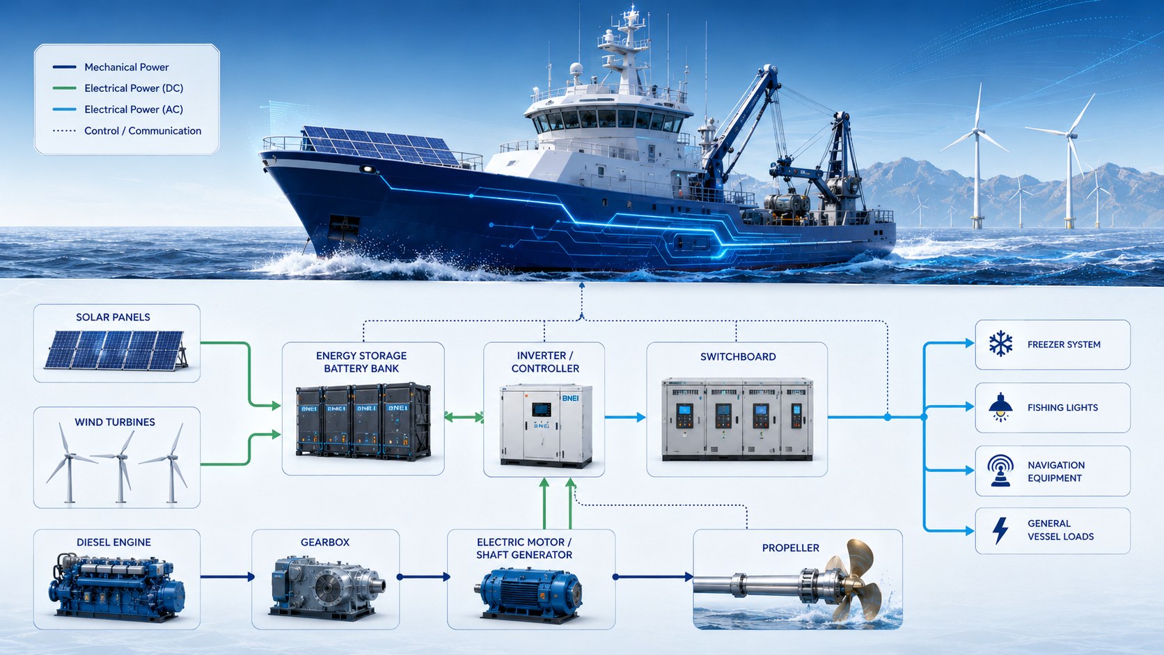 Hybrid propulsion and marine energy system